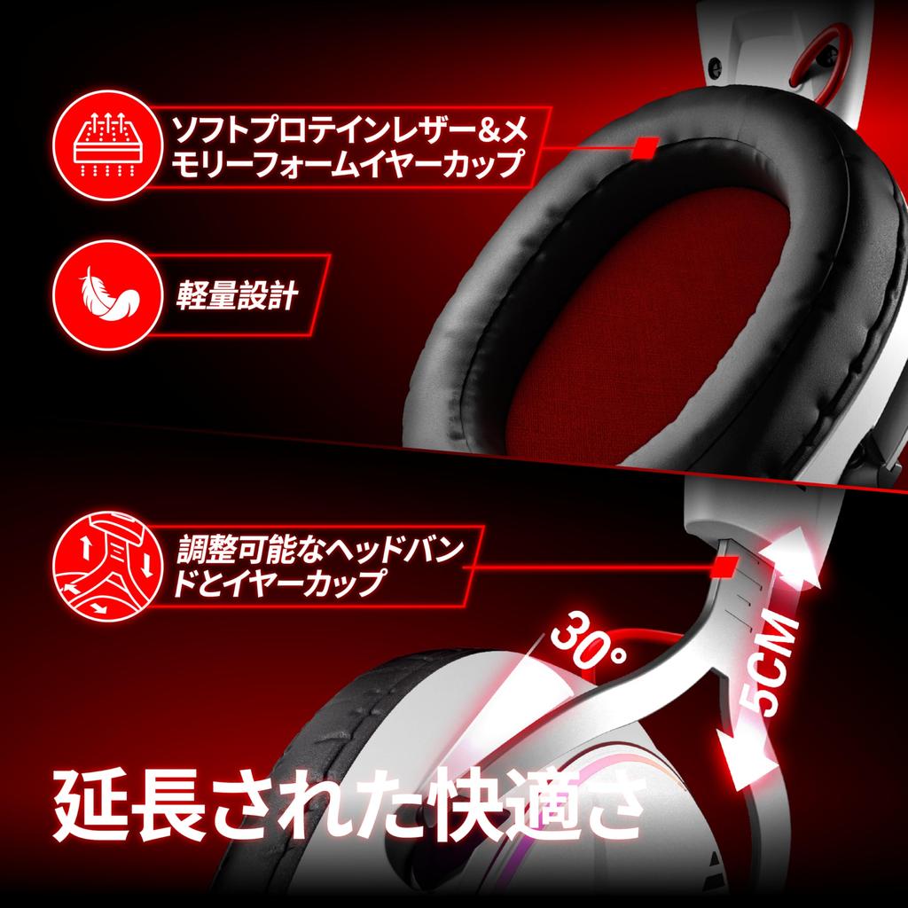 OXS Storm G2 Wireless Gaming Virtual Surround 3 EQ Low 50mm 40H RGB Bluetooth Compatible with and White Headset, 7.1 Sound, Modes, 2.4G Latency,