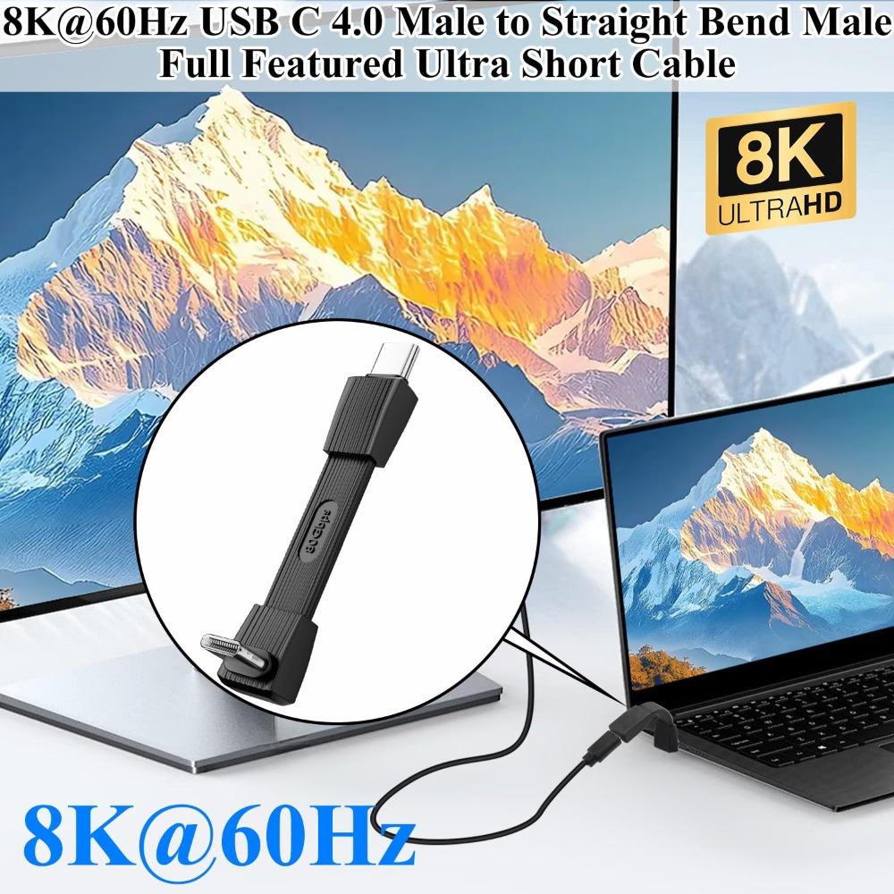 1-2 шт. 52 мм USB4.0 PD240 Вт Type-C на Type-C Портативный Быстрозаряжающийся Короткий Кабель 80 Гбит/с Видео 8K@60 Гц для IPhone15-17 IPad Планшета