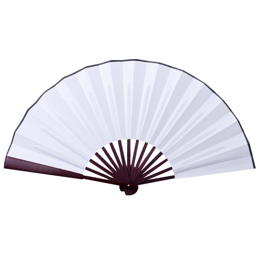 Silk Cloth Chinese Folding Fan 10.6/13 Inches Solid Color Bamboo Antiquity Blank Fan for Calligraphy Painting Writing Home Decor