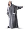 Long Winter Blanket Sleeves Plush Fleece Wearable Sofa Hooded Blanket Soft Warm Flannel Oversized