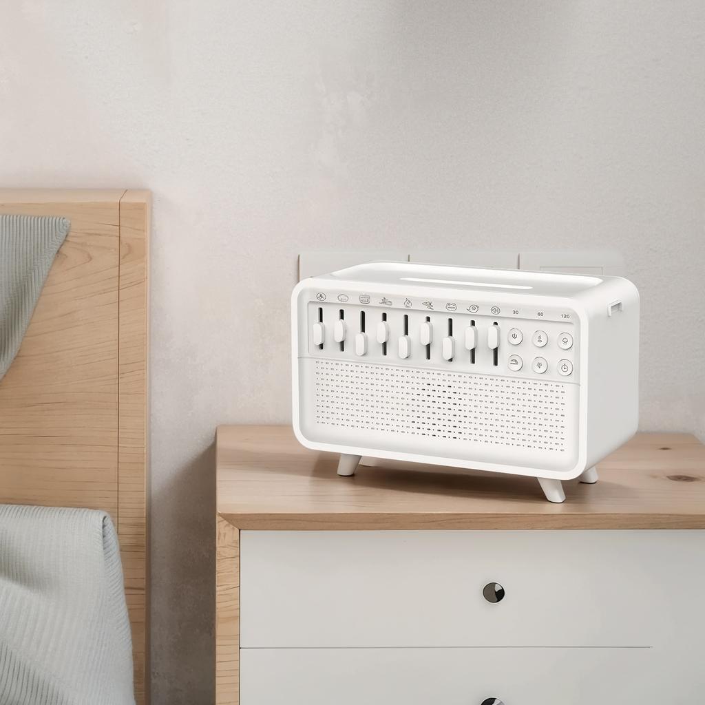 Светодиодная машина белого шума, диффузор, аромадиффузор для воздуха, увлажнитель с 8 звуками природы, регулируемая ночная подсветка, Bluetooth-динамик