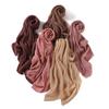 High Quality Breathable Women's Shiny Pleated Hijab Scarf Fashion Polyester Golden Sliver Crinkle Head Wraps Islamic Turban