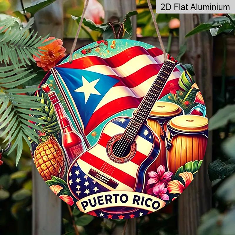2D Flat, 1pc Round Cinco De Mayo Aluminum Hanging Sign, Colorful Mexican Fiesta Dancing Folk Flower Sombrero Design, Vibrant Metal Wall Decor