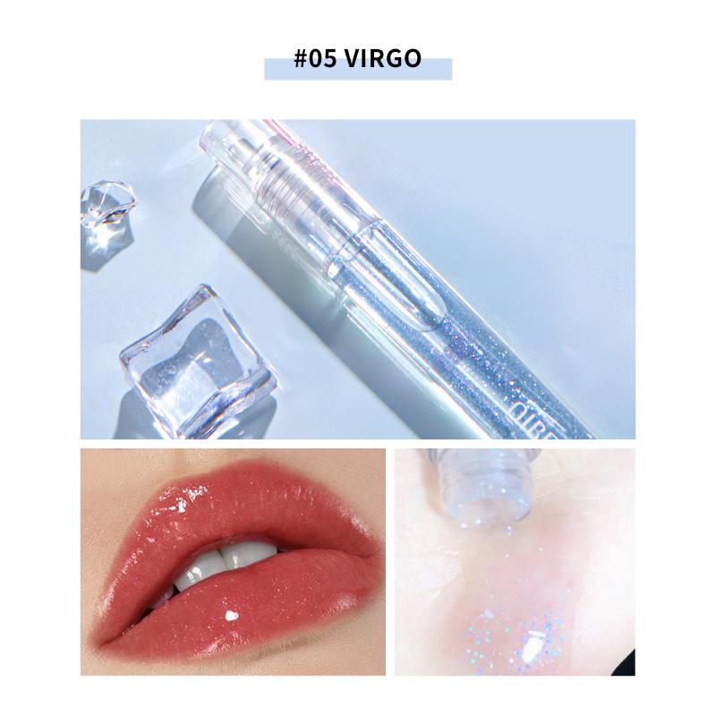 QIBEST Водянистый блеск для губ Зеркальная стеклянная глазурь для губ Увлажняющий питательный водянистый блеск для губ Невыцветающий прозрачный блеск для губ