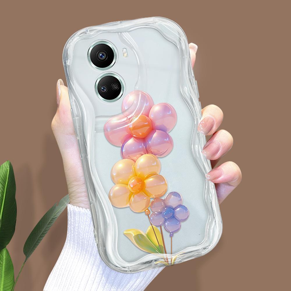 Чехол для телефона For Honor 90 Lite P30 Pro Infinix Hot 30 40 40i 40 Pro Smart 8 Pro Vivo V29e V30e Balloon Flowers Cream Texture Soft Silicone Cover Phone Case