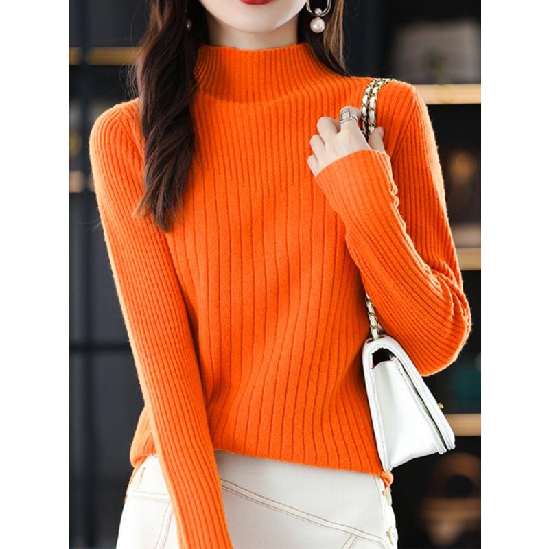Осенне-зимний женский свитер, трикотажный модный верх, трикотажная рубашка с длинными рукавами