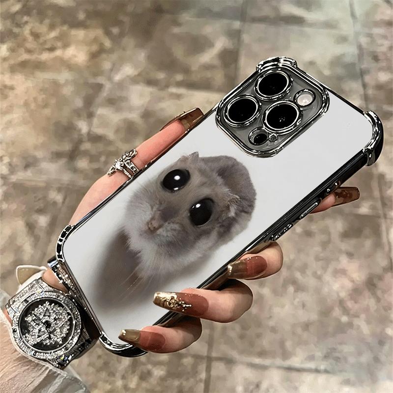 Смешной грустный хомяк Мем Покрытие Чехол для телефона Для iPhone 16 17 Pro Max Air 16E 14 15 Plus 12 13 Mini Противоударный Чехол-подушка безопасности