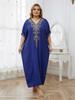 EDOLYNSA Элегантный вышитый плюс размер с рукавами «летучая мышь», темно-синий кафтан 2024, женская летняя пляжная одежда, купальник, накидки, винтажное платье-халат Q1598