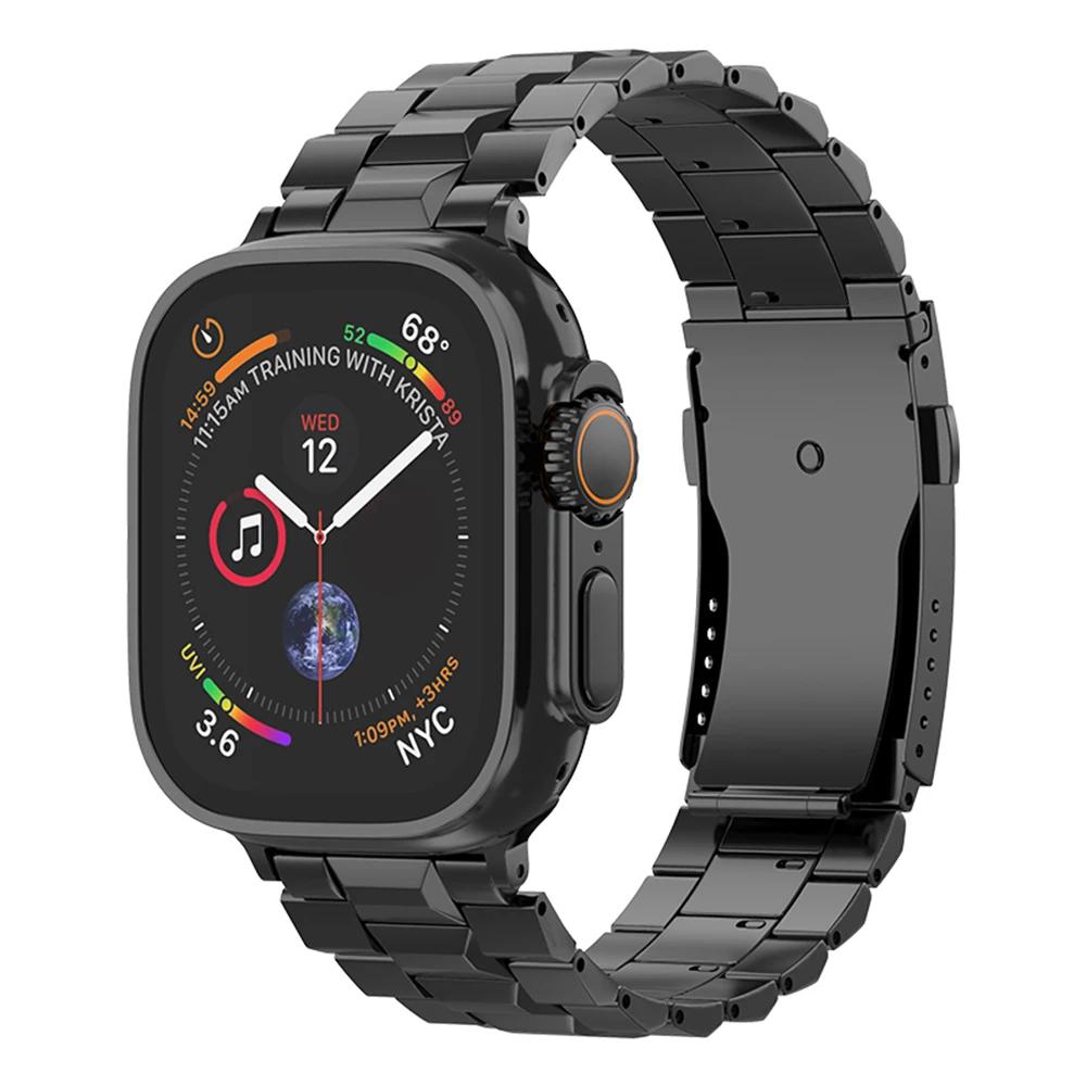 Титановый браслет для Apple Watch Band Ultra 2 49мм 10 46мм Металлический Роскошный Мужской Ремешок для Series 9 8 7 6 5 4 SE 45мм 44мм Браслет на запястье
