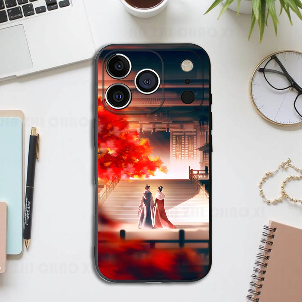 Чехол для телефона Drama XiaoYao Черный для iPhone 17 16 15 14 13 12 13 12 11 Pro Max Plus XS XR Силиконовый Мягкий Задний Чехол
