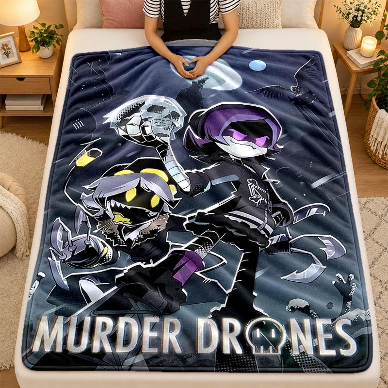 Flannel BlanketMurder Drones Warm Soft Throw Blanket for Indoor Sofa Bed Living Room Use