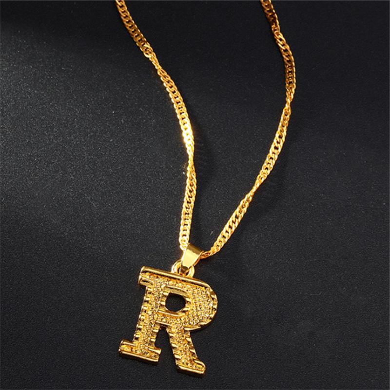 26 Букв Позолоченная Подвеска Ожерелье Аксессуары Ожерелье с Инициалом для Женщин Изящная Золотая Подвеска с Буквами от A до Z