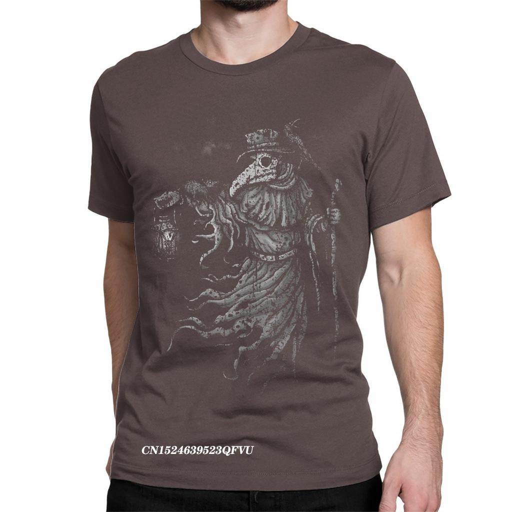 Мужские топы и футболки с изображением чумного доктора, большие винтажные темные винтажные футболки в стиле Харадзюку с круглым вырезом, летние футболки из чистого хлопка