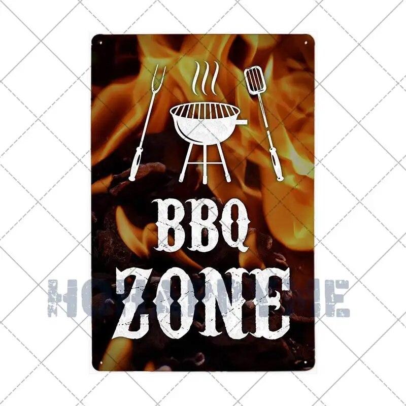Barbecue Food Hot Dog BBQ Signs Retro Metal Plaque Cafe Bar Pub Signboard Wall Decorative Posters Plate Home Decor 20X30CM