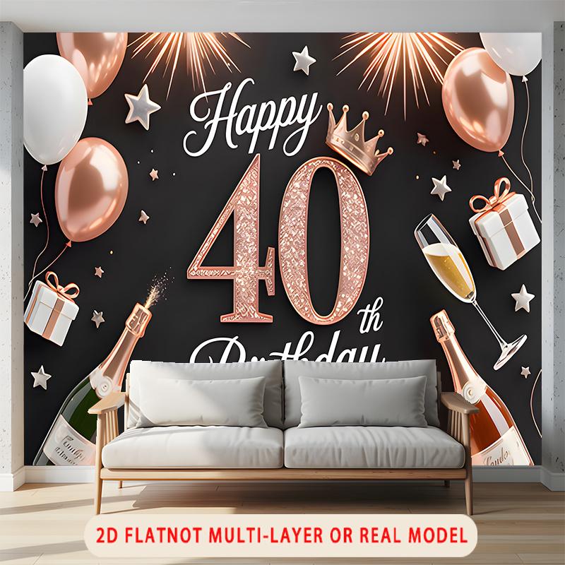 Party Backdrop Birthday Stars Crown 40Th Photo Booth Background Wall Decor