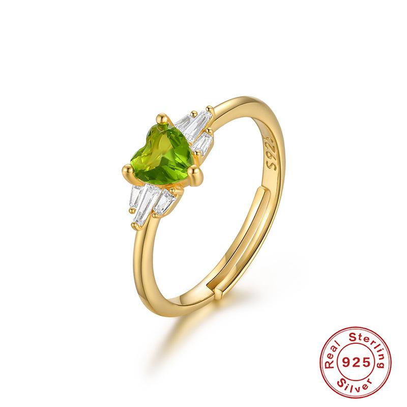 S925 Sterling Silver Luxury Noble Natural Stone Ring Gold Plated Open Wedding Engagement Ring Index Finger Ring