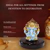 Gold Plated Kalpavrikshya Tree Ganesh Idol Ganpati Murti for Car Dashboard, Office Desk, Hindu God Gift & Home Decor - Resin (Blue)