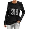 Women's Fashion Casual Long Sleeve Printed Neck Top