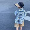 Boys Summer Short Sleeve Shirt Korean Heart Print Collar Top Baby Fashion Casual Blouse
