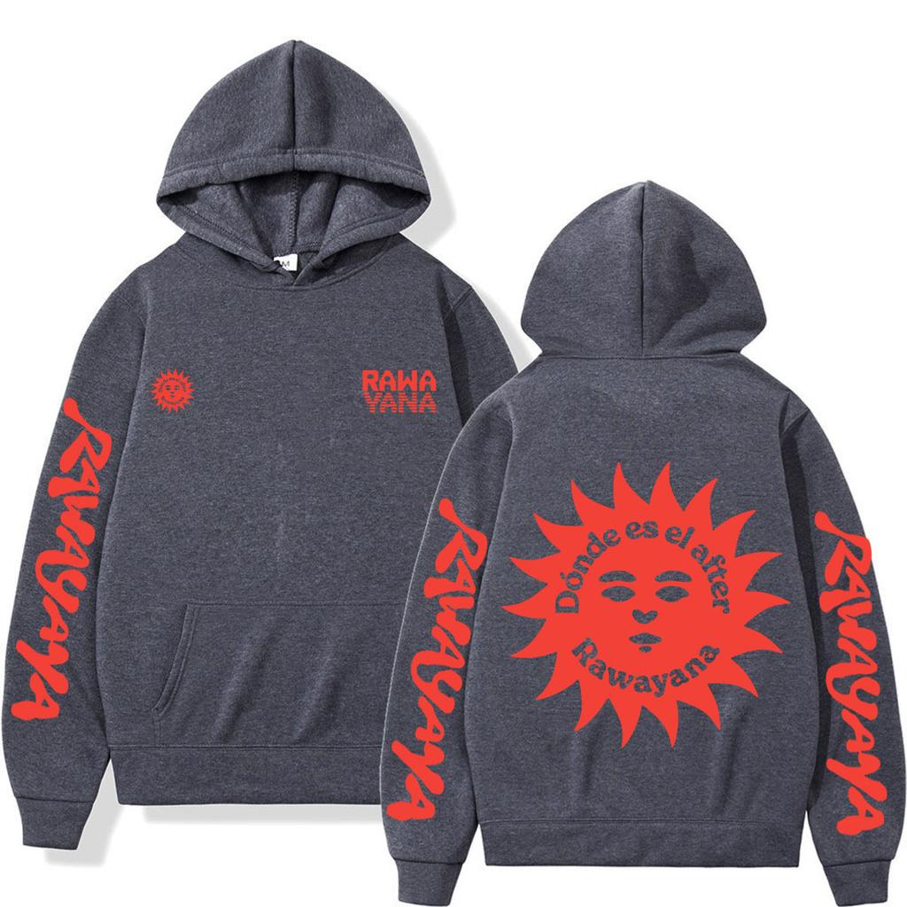 Rawayana ¿Donde Es El After? Tour Graphics Sweatshirt Men Women Hip-hop Pullover Long Sleeves Loose Casual Fashion Male Hoodies