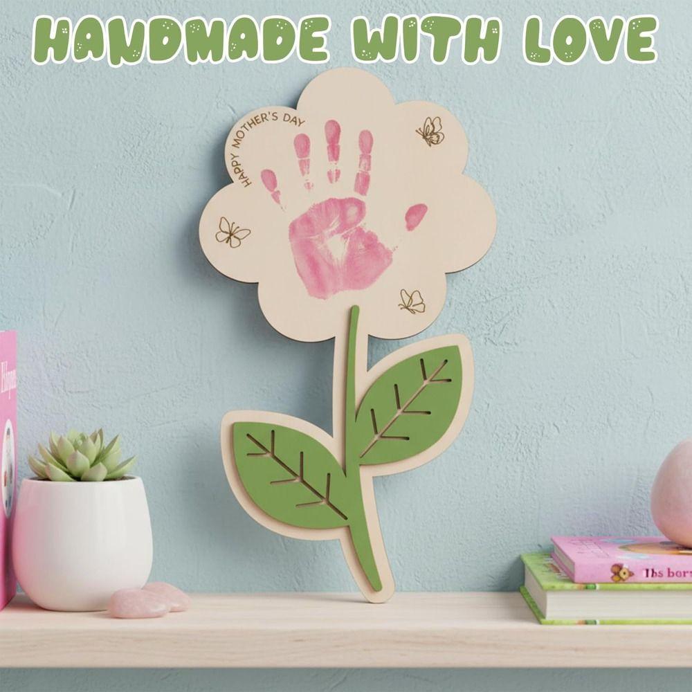 Ornament Mother's Day Plaque Decoration Flower Table Decor DIY Handprint Sign Shower Gift