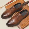 Men's Autumn Cowhide Brogue Leather Shoes: Formal, Business, and Casual British Style for Suits and Groom Attire.