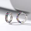 Fashion Silver Plate Round Mini Earrings Set Half Hoop Colorful Zircon Ladies Luxury Jewelry Hoop Earrings