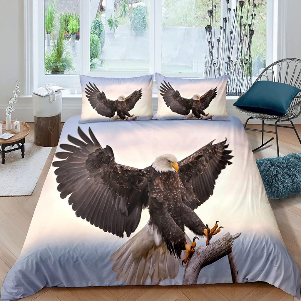 Eagle Duvet Cover Set Wild Animal Pattern Polyester Comforter Cover King Queen Full Twin Size For Kids Teens Adults Bedding Set