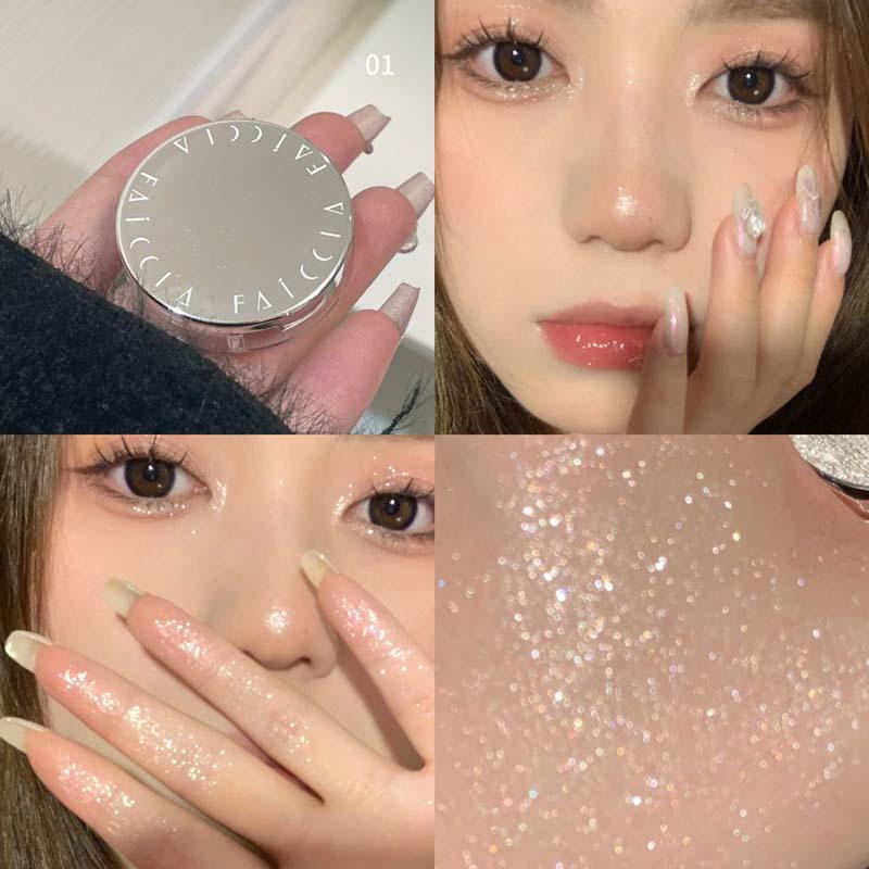 FAICCIA Мелкие мерцающие тени для век с мелкими бриллиантами: Дюпы хайлайтера Moonlit Glow