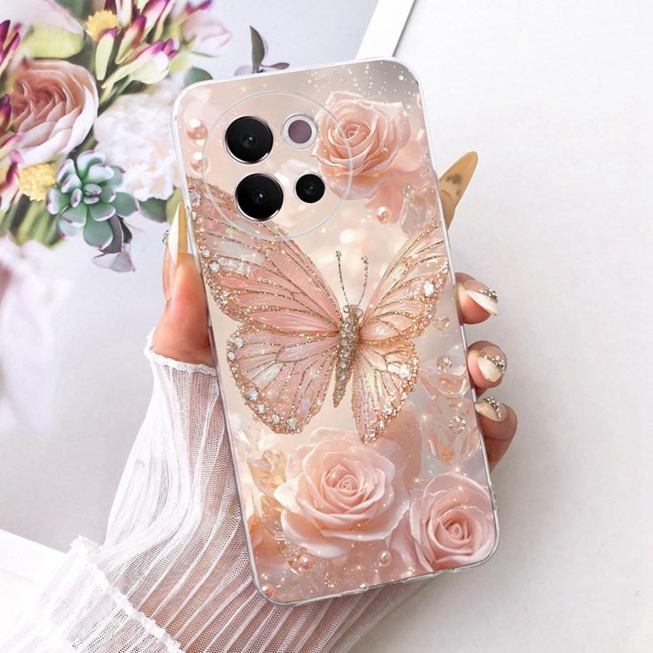 Case For Vivo V40 Lite 5G Cover 6.78" Popular Flower Soft Transparent Silicone TPU Bumper For Vivo V40Lite Global Phone Case New
