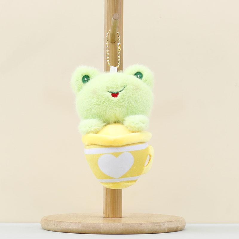 Short Plush Animal Keychain Teacup Shaped Soft Stuffed Toy For Kids Room Decor Gift