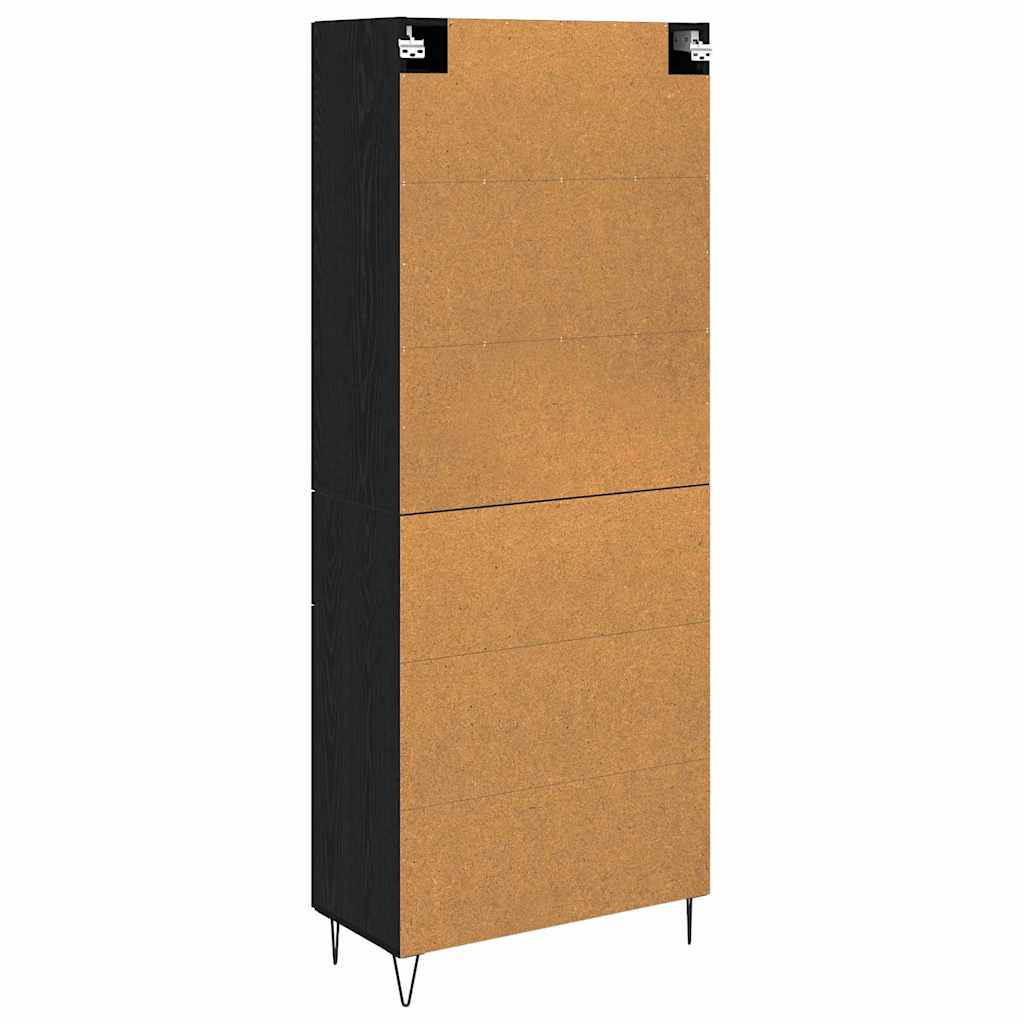 Highboard in Black Oak Look 69.5 x 34 x 180 cm Engineered Wood
