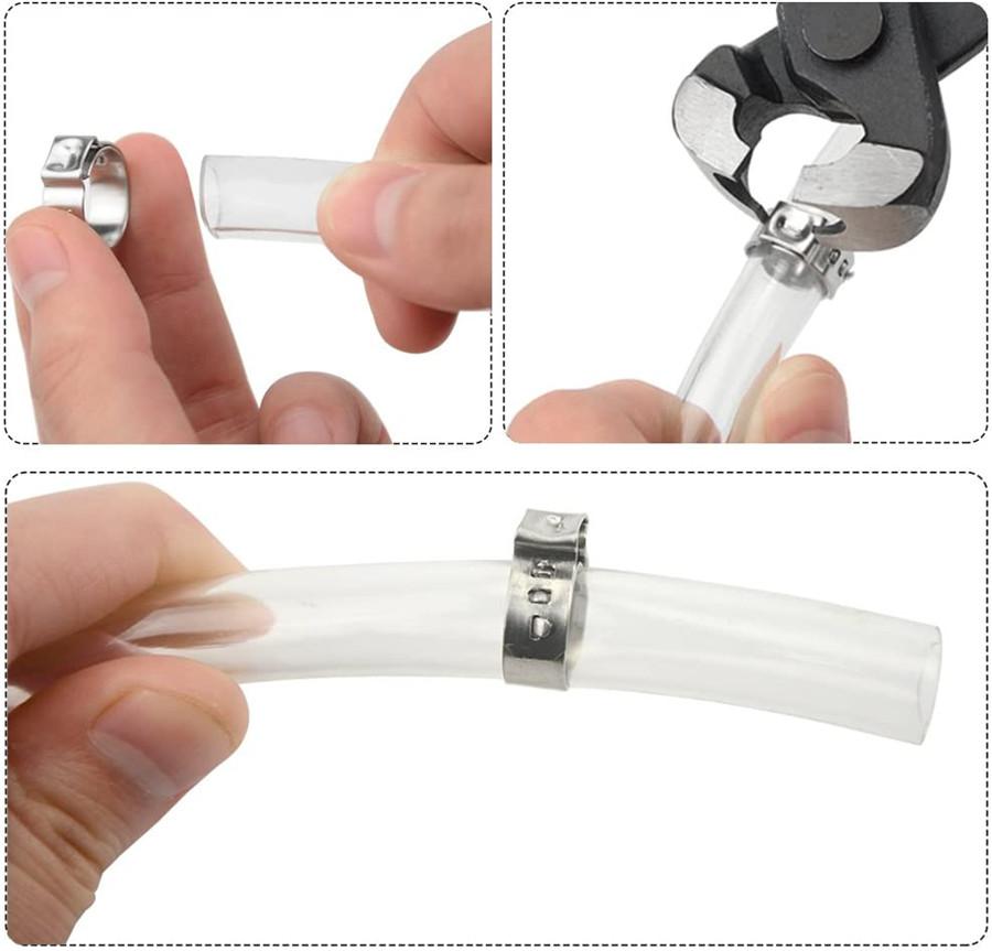 80 x 5,8-21 мм Одинарное ушко Плюс Нержавеющая сталь Автомобильные Гидравлические Хомуты O-образные зажимы Труба Топливо Воздух с Инструментом-клещами