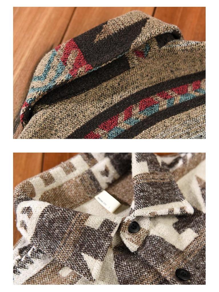 Мужская винтажная фланелевая куртка-рубашка с длинным рукавом и цветочным принтом