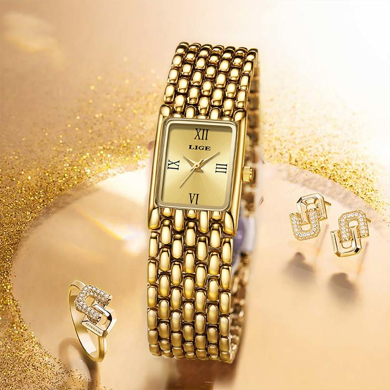 LIGE Women's Watch Fashion quartz Luxury Stainless Steel Bracelet Retro Waterproof vintage watches casual Watch for Women reloj