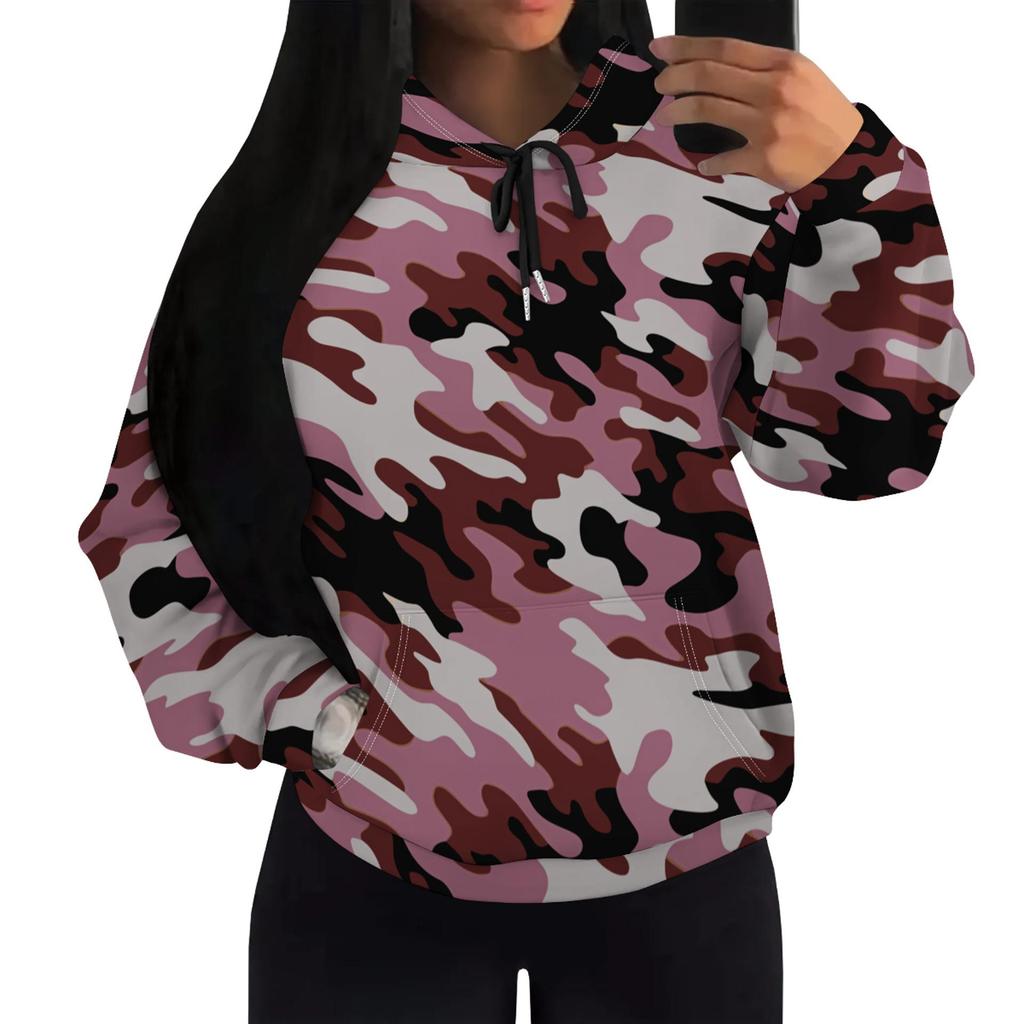 European & American Multi-color Camouflage Hoodie with Patch Pockets (H10552)