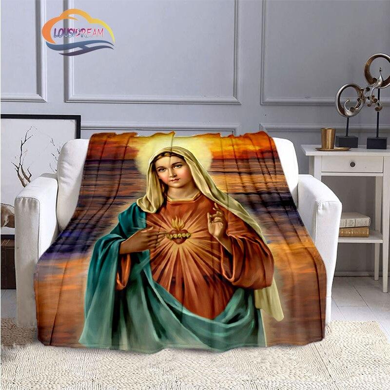 Одеяла с 3D принтом Христа Пресвятой Девы Марии, модные фланелевые кашемировые одеяла, модные религиозные мягкие покрывала, диванные одеяла