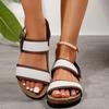 Women's Shoes 2024 New Summer Style Color-blocked Open-toe Women's Sandals Fashionable One-line Buckle Mid-heeled Roman Sandals