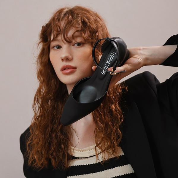 Florida Studio FL1132 Allium каблук с ремешком 4 см, темно-черный цвет-FL1132