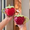 Girl's Heart Cute Strawberry Ceramic Cup Couple Mug with Lid for Girlfriend Birthday Gift Souvenir Gift Box