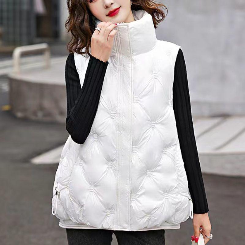 Down Cotton Vest Women New Autumn and Winter Korean Version Waistcoats Bright Face Wash Fashion Cotton Padded Jacket