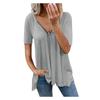 Womens Sexy V-neck Collar Zipper Solid Short Sleeve Fold Casual Blouse Tops