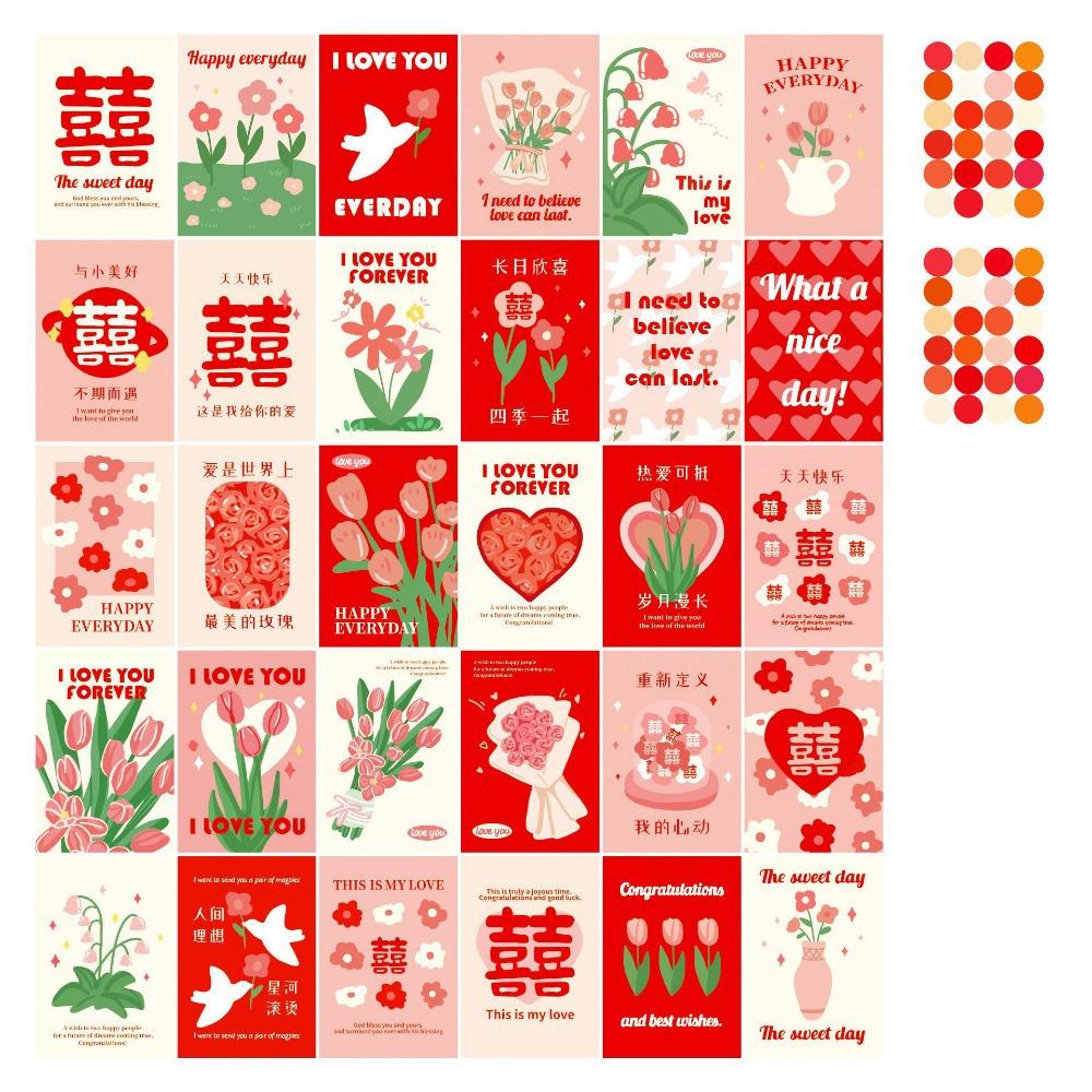 30 Sheets Traditional Creative Wall Poster Chinese New Year Supplies Vintage Calligraphy Greeting Cards Best Wishes Background