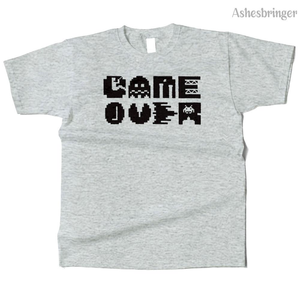 Mens Cotton Vintage Game Over 8 Bit Graphic Cute T Shirt Street Casual Style Tee for Men and Women