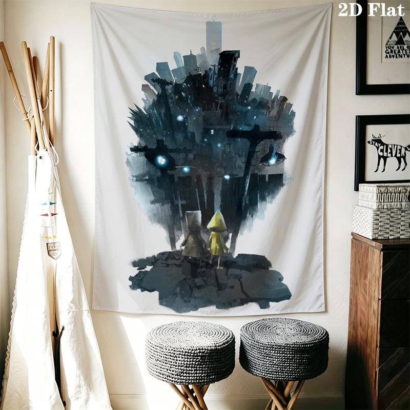 Little Nightmares Настенный Гобелен Эстетичный Настенный Подвес Печатная Тканевая Покрывало Декоративные Гобелены для Спальни Гостиной Домашний Декор