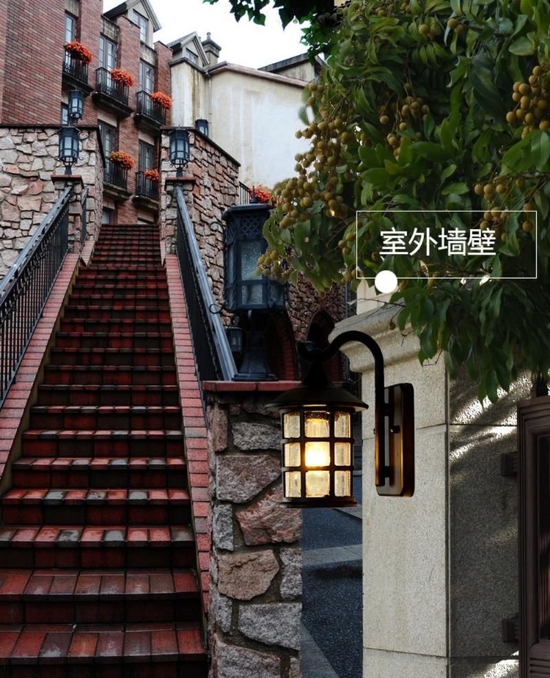 Rustic Iron Waterproof Outdoor Wall Lamp Vintage Kerosene Lantern Street Light Industrial Sconce For Bar Coffee Shop