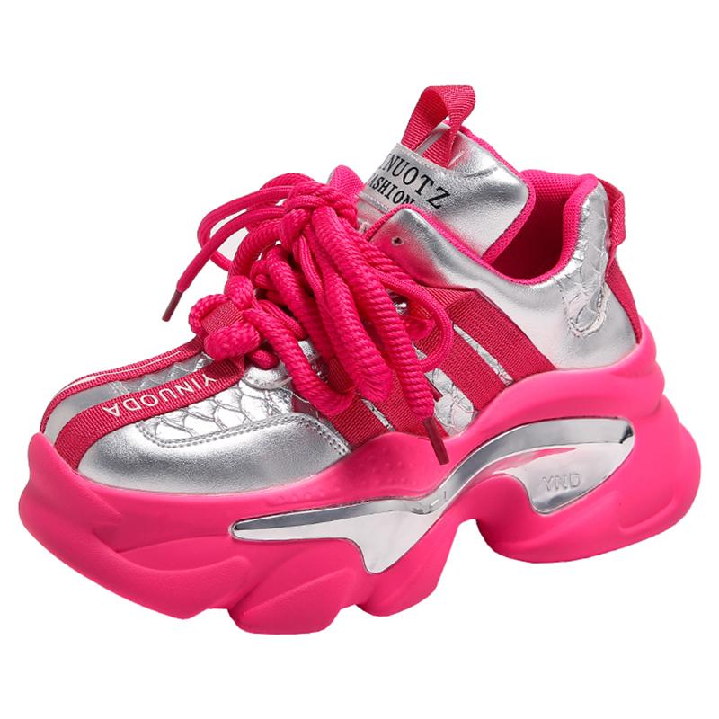 Fashion Mix Color Chunky Platform Sneakers Women Fashion Lace Up Thick Bottom Dad Shoes Woman 2024 Autumn Non-Slip Vulcanize Shoes Mujer