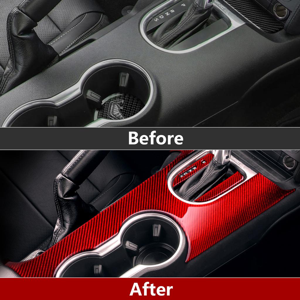 For Ford Mustang GT 2015 2016 2017 2018 Accessories Carbon Fiber Car Gear Shift Panel Sticker Interior Trim
