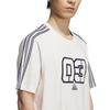 adidas SS25 Полосатая спортивная повседневная футболка с коротким рукавом и круглым вырезом для мужчин Топы Молочно-белый JX2634
