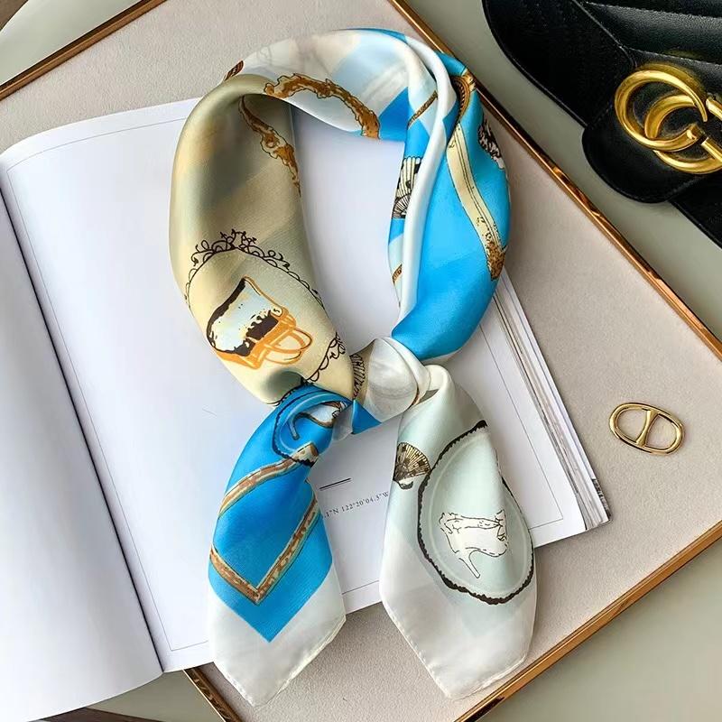 Роскошный дизайн принт шелковый квадратный шарф женский мягкий атласный конский ободок шейный платок офисный хиджаб повязка на голову фуляр сумка ленты подарок